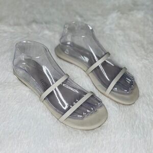 Tkees Gemma Nude Beige Leather Flat Sandals Strappy Slides Size 7 US 38 EU